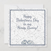 Unieke Blauwe Valentijn Rabbit Bunny Love Delft Feestdagenkaart (Achterkant)