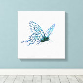 Unieke Blauwe Vlinder Canvas Kunst - Handgetekende (Insitu (Houten vloer))