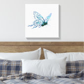 Unieke Blauwe Vlinder Canvas Kunst - Handgetekende (Insitu (Slaapkamer))