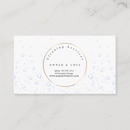 unieke blauwe waterdruppels patroon Schoonmaak Ser Visitekaartje (Voorkant)