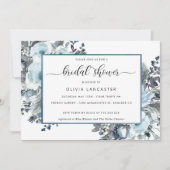 Unieke Blauwe Waterverf, Blauw Bloemen Vrijgezelle Kaart (Voorkant)