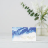 Unieke blauwe Waterverf vorm Visitekaartje (Staand voorkant)