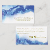 Unieke blauwe Waterverf vorm Visitekaartje (Voorkant / Achterkant)