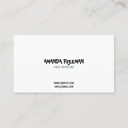 Unieke Blauwe & Witte Kinderen Gezicht Schilderen Visitekaartje (Achterkant)