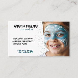 Unieke Blauwe & Witte Kinderen Gezicht Schilderen Visitekaartje