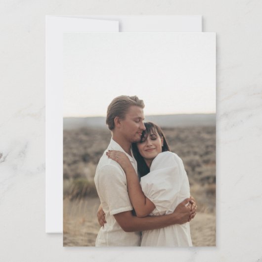 Unieke, Blauwgroen, donkere groene foto-bruiloft m Save The Date (Achterkant)