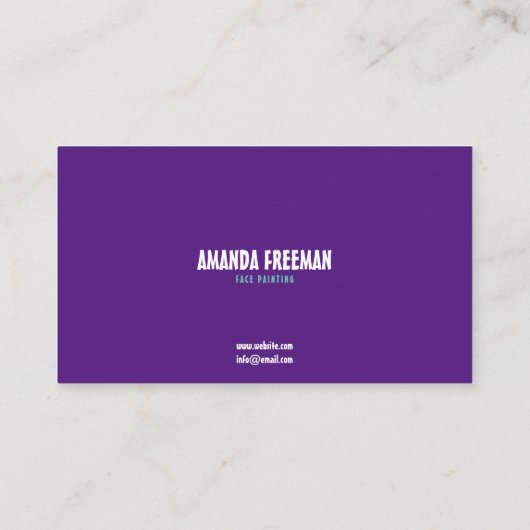 Unieke Blauwgroen en Paarse kunstenaar Gezicht Sch Visitekaartje (Achterkant)