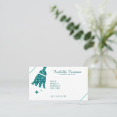 Unieke Blauwgroen Glitter Maid House CleanService  Visitekaartje (Staand voorkant)