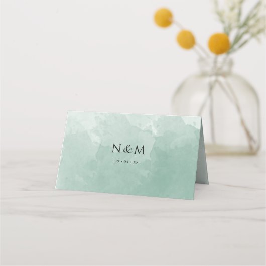 Unieke Bleke groene Waterverf achtergrond Plaatskaartje (Achterkant)