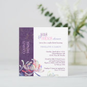 Unieke Bloemen Paarse Bruiloft Koppels Douche Kaart (Staand voorkant)