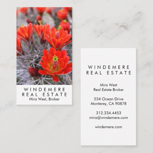 Unieke bloemen van de Broker Red Cactus van de Rea Visitekaartje (Voorkant / Achterkant)