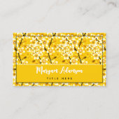 Unieke bloemige Rozen, elegant mosterdgoud Contactkaartje (Voorkant)