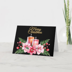 Unieke bloemkaars Zwart Kerstkaart Feestdagen Kaart