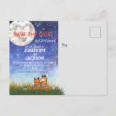 Unieke Blue Fox Maan Sterren Save the Date Bruilof Aankondigingskaart (Achterkant)