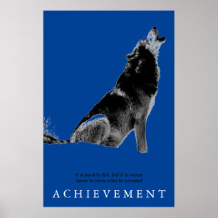 Unieke Blue Motivatie Wolf Achievement Poster