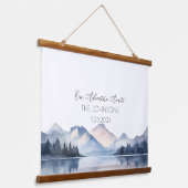 Unieke Blue Mountain Waterverf bruiloft gastenboek Hangend Wandkleed (Gebogen)