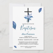 Unieke Blue Script Waterverf Roos Bloemendoop Kaart (Voorkant)