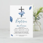 Unieke Blue Script Waterverf Roos Bloemendoop Kaart (Staand voorkant)