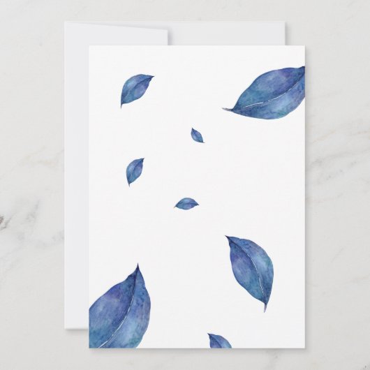 Unieke Blue Script Waterverf Roos Bloemendoop Kaart (Achterkant)