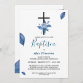 Unieke Blue Script Waterverf Roos Bloemendoop Kaart (Voorkant / Achterkant)