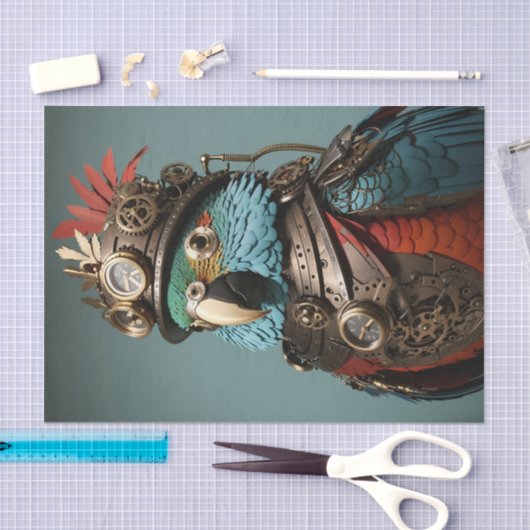 Unieke Blue Steampunk Parrot Tissuepapier (Craft)