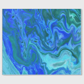 Unieke Blue Turquoise Navy Abstracte Fluid Art Cadeaupapier (Vlak)