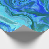 Unieke Blue Turquoise Navy Abstracte Fluid Art Cadeaupapier (Hoek)