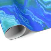 Unieke Blue Turquoise Navy Abstracte Fluid Art Cadeaupapier (Rol Hoek)