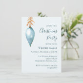 Unieke Blue Waterverf kerstfeestuitnodiging Kaart (Staand voorkant)