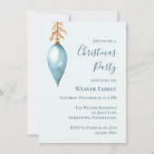Unieke Blue Waterverf kerstfeestuitnodiging Kaart (Voorkant)