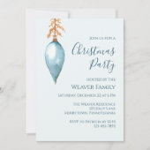 Unieke Blue Waterverf kerstfeestuitnodiging Kaart (Voorkant)