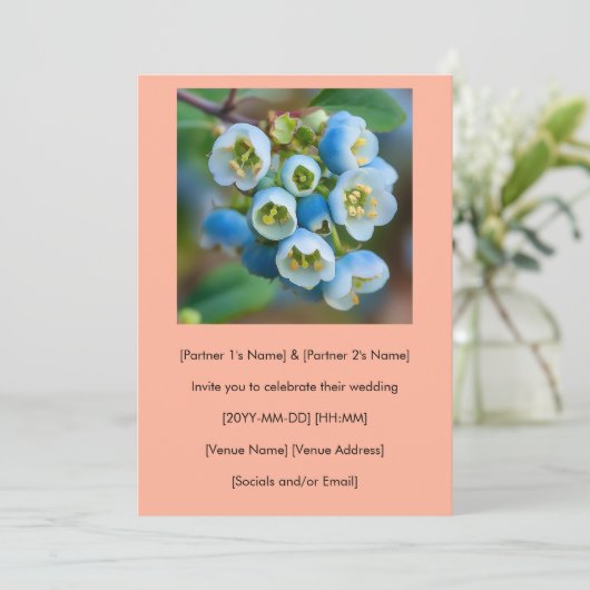 Unieke Blueberry Bloemen Huwelijksuitnodiging Kaart (Staand voorkant)