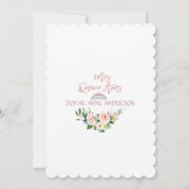 Unieke Blush Cream Flowers Roos Gold Quinceañera Kaart (Achterkant)