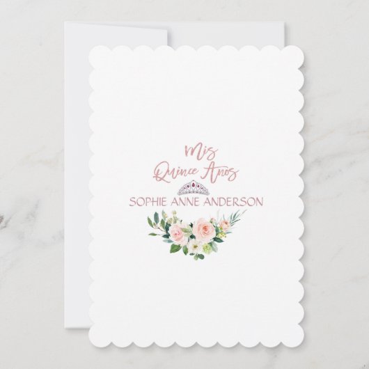 Unieke Blush Cream Flowers Roos Gold Quinceañera Kaart (Achterkant)