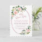 Unieke Blush Cream Flowers Roos Gold Quinceañera Kaart (Staand voorkant)