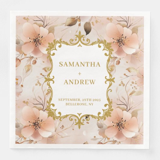 Unieke Blush Gold Boho bruiloft servetten (Voorkant)