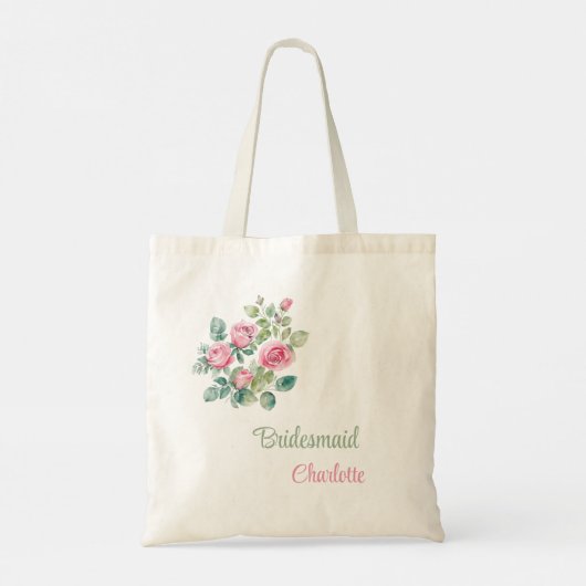 Unieke Blush Roze Rose Bloemen Bruidsmeisje Gift Tote Bag (Achterkant)