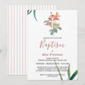 Unieke Blush Roze Script Bloemen Meisje Doop Kaart (Voorkant / Achterkant)