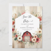 Unieke boerenerf Barnyard bruiloft Save The Date (Voorkant)