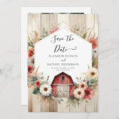 Unieke boerenerf Barnyard bruiloft Save The Date (Voorkant / Achterkant)