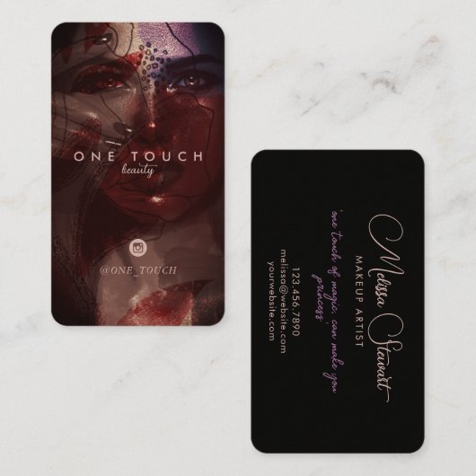 Unieke bohemen portret schoonheidsscript visitekaartje (Voorkant / Achterkant)