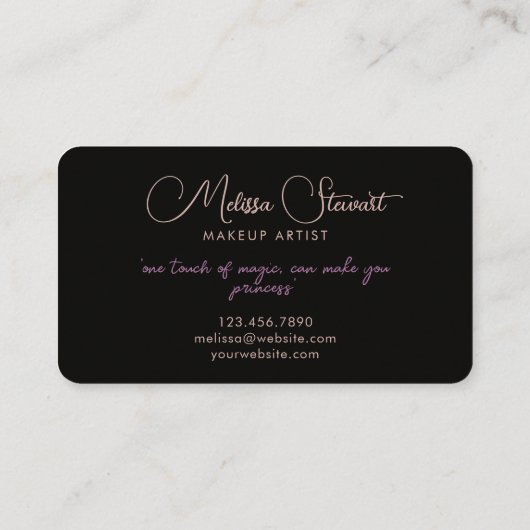 Unieke bohemen portret schoonheidsscript visitekaartje (Achterkant)