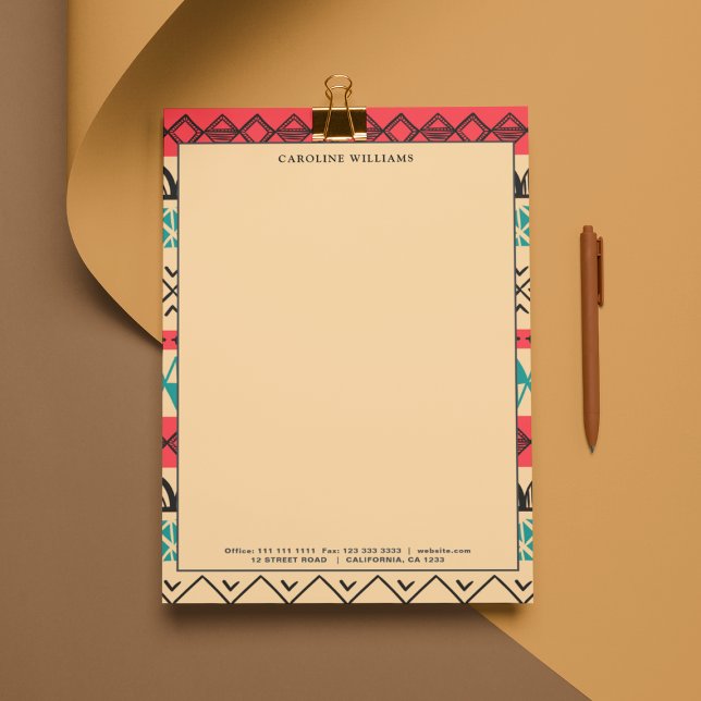 Unieke Boho Abstracte Patroon Typografie Naam Briefhoofd (Creator heeft geüpload)