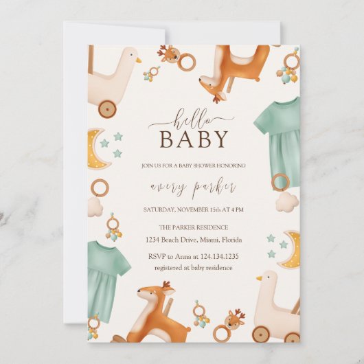Unieke Boho Baby Meisje Kleding Baby shower Kaart (Voorkant)