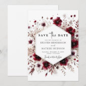 Unieke Boho Bourgondische bruiloft Save The Date (Voorkant / Achterkant)