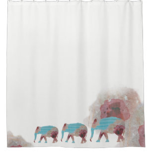 Unieke boho Chic Floral & Elephant Shower Curtain Douchegordijn