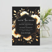 Unieke Boho Gold en Black Wedding Save The Date (Staand voorkant)