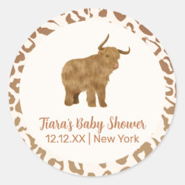 Unieke Boho Holy Koe Western Baby shower Ronde Sticker
