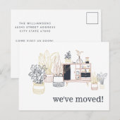 Unieke Boho Houseplant hebben ons Nieuw Adres bewo Briefkaart (Voorkant / Achterkant)