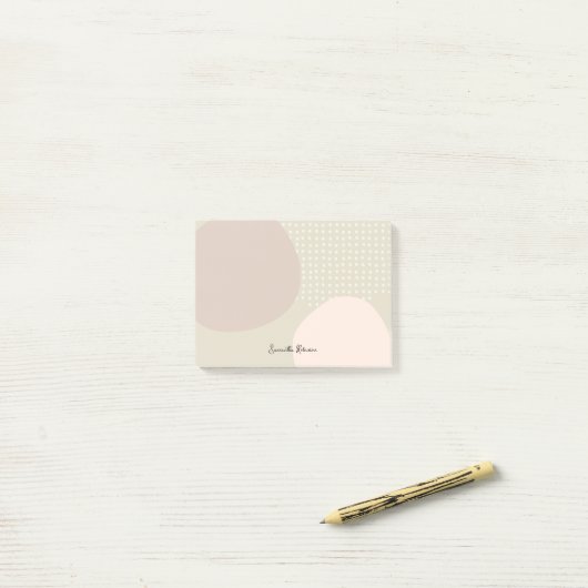 Unieke Boho Neutral Abstracte aangepaste naam Post-it® Notes (Op bureau)